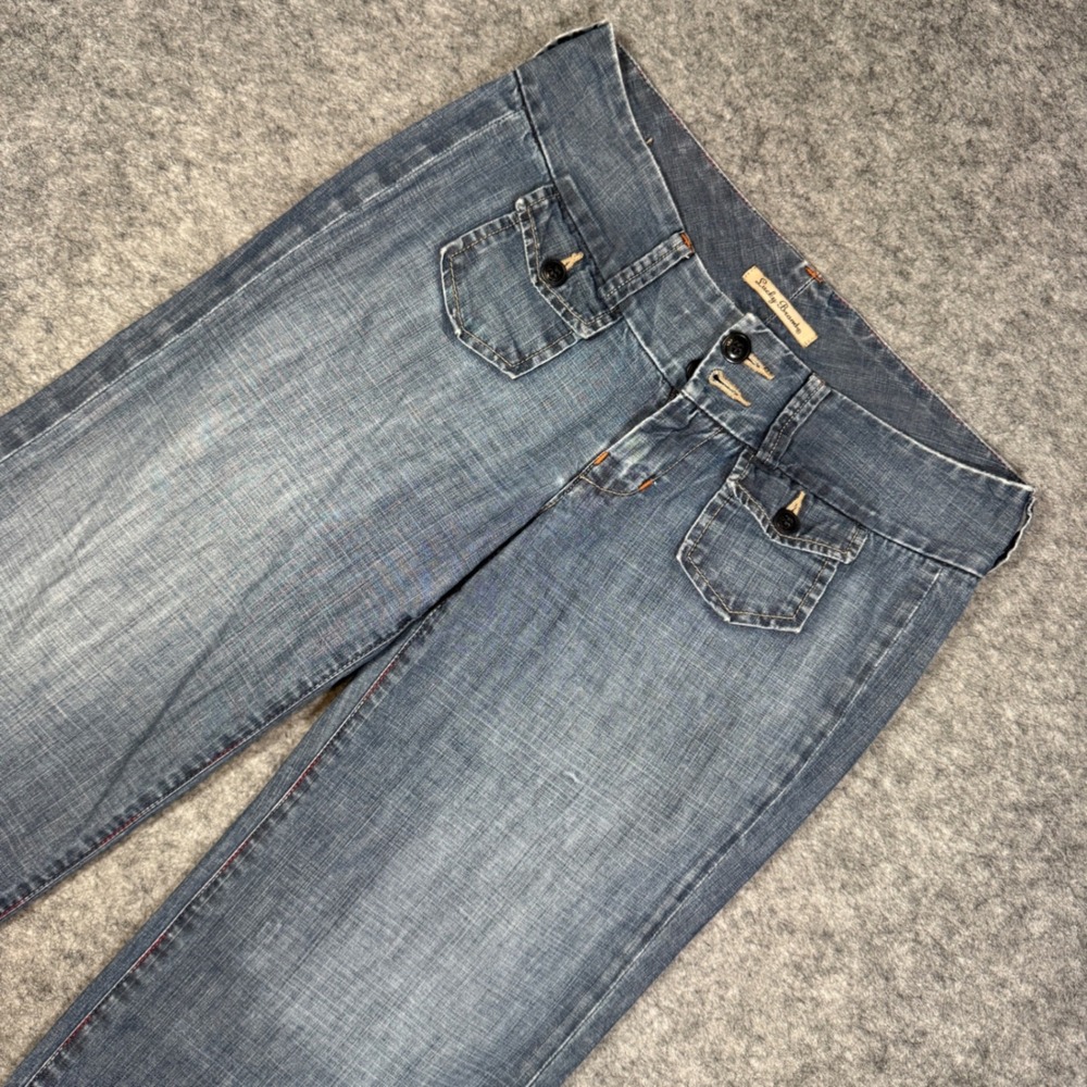Lucky Brand Y2K Mid Rise Easy Fit Blue Denim Crop Wide Leg Jeans Womens 4/27